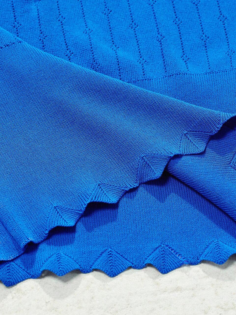 SOLID COLOR POINTELLE KNIT TOP