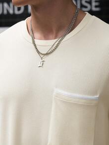 Manfinity CasualCool 男士純色圓領短袖T恤與短褲休閒日常套裝，7月4日美國日、度假穿搭、禮物、節日 - 卡其色 - 查看 3