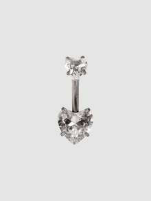 MortiRose 5 pièces Ensembles de bijoux de piercing de corps pour femmes, anneaux de nombril floral cœur sexy de luxe en zircone - Argent - Voir 8