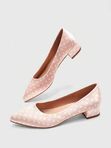 CUCCOO BIZCHIC Ladies Simple Pointed Elegant Pink Versatile Flats, Suitable For Summer Vacation, Business Leisure, Spring, Spring Break, Easter, Christmas And Other - Pink polka dot - View 10