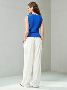 MOTF PREMIUM SOLID COLOR POINTELLE KNIT TOP - Blue - View 7