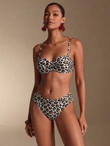 Swim Lushoire Spring/Summer Women's New Random Print Spaghetti Strap Back Tie Push Up Fashion Swimsuit 2-Piece Set - Multicolor - View 4