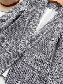 GlowEve CURVE Plus Size Women's Versatile Premium Plaid Long Sleeve Blazer - Blue - View 5