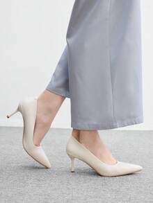 CUCCOO BIZCHIC 女鞋尖頭細高跟鞋 米色簡約舒適 通勤日常百搭上班女高跟鞋 氣質時尚性感高跟鞋 適合工作派對宴會女鞋 - 米白98# - 查看 3