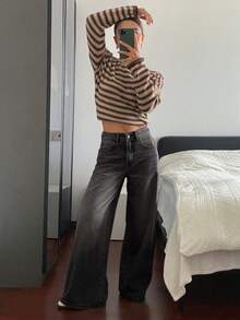 Dazy Tall 高个女式常规腰围星形拼接休闲牛仔裤 - 深灰色 - 查看 4