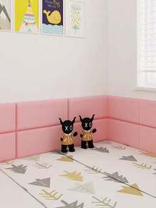 6pcs 50cm*23cm Soft Anti-Collision Minimalist Solid Color 3D Self-Adhesive Wall Stickers, PU Soft Packaging, Peel And Stick, Washable, Suitable For Bed Side And Tatami Wall Decoration, Thickened Wall - multicolor - View 8