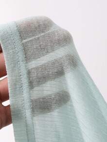 Dazy Plus Solid Color Large Scoop Neck Half-Open Placket Long Sleeve T-Shirt Spring Summer - Mint Green - View 3