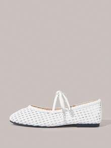 Styleloop Ladies Woven White Flat Shoes, Holiday Atmosphere, Summer Wear, A Must For Travel - White - View 3