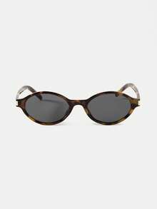 MOTF PREMIUM SIMPLE METAL TRIMMED TORTOISESHELL OVAL SUNGLASSES, COMMUTER RETRO WIND UV-PROOF SUNGLASSES, LIGHT AND FAMILIAR TORTOISESHELL NARROW-FRAME SUNGLASSES, ADVANCED ANTI-UV DAILY STREET SUNSHADES - leopard print - View 3