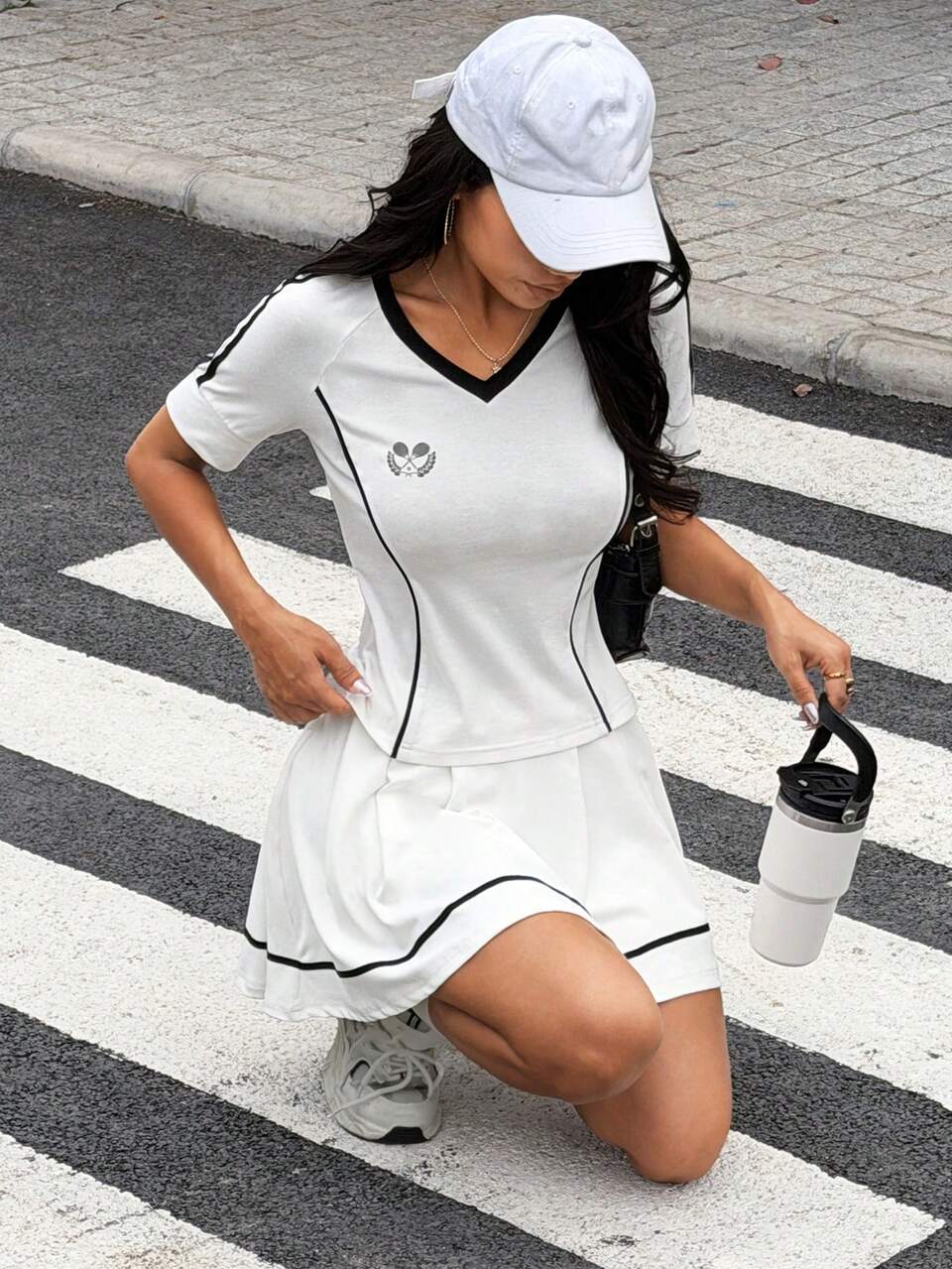 Women's Patchwork Colorblock Print Knit Trim V-Neck Short Sleeve Casual Sports Vacation Summer Top