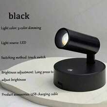 1 Stück LED wiederaufladbare Wandleuchte, magnetischer Scheinwerfer, Malereileuchte, Nachtlicht, Nachttischlampe, augenfreundliches Schlafzimmer Nachtlicht, dimmbar, kabellos ohne Bohren, 360° drehbar mit Touchsteuerung, wiederaufladbar - Verschiedenfarbig - Übersicht 15