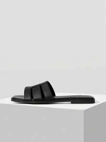 MOTF PREMIUM WOMEN'S SHOES BLACK SIMPLE AND COMFORTABLE FLAT SANDALS SUMMER - Pure black - View 3
