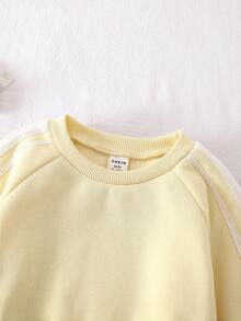 SHEIN 2 pièces Ensemble sweat-shirt à nœud tricoté et leggings de couleur unie pour bébé fille - Jaune citron - Voir 7