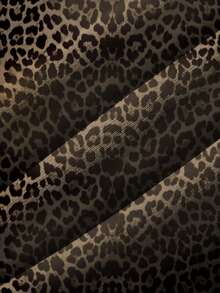 SHEIN Women's Leopard Print Elastic Waist Letter Rhinestone Decor Casual Pants - Multicolor - View 4