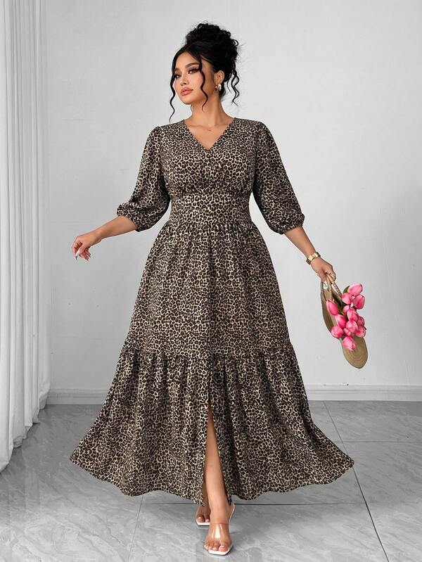 Elenzga Vestido de mujer talla grande nuevo elegante casual para salir vacaciones diario tela fresca estampado fresco manga corta primavera verano