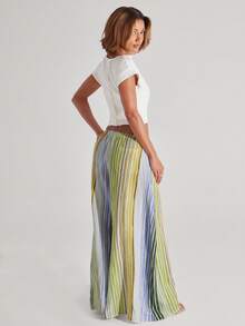 NYA SZN Pants Loose Wide Leg Striped Print Brunch Casual Everyday Going Out Party Special Occasion Travel Vacation Summer Statement Outfits For Women - Multicolor - View 7
