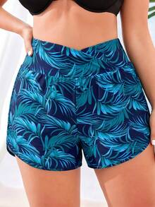 Swim Vcay Short asimétrico de talla para bikini de verano unicolor - Gris - Ver 4