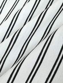 SHEIN Women's Elegant Vacation Striped Long Pants - Black and White - View 5