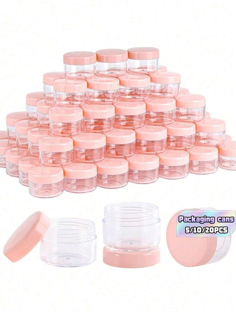 5/10/20PCS, Mini Transparent Sample Bottle, Small Cosmetics Container, Cream, Lotion, Lipstick, Eye Shadow, Nail Powder, Etc. Portable And Reusable Travel Necessities - Pink - View 1