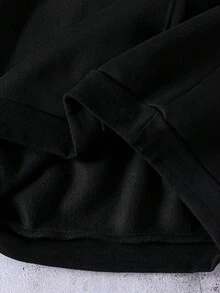 SHEIN 1件青少年男童多图案卫衣，宽松版型，舒适面料，适合上学和休闲穿着，秋冬季节。 - 黑色 - 查看 7