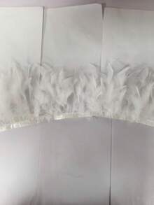 1米羽毛装饰布带适用于手工制作 DIY 舞蹈服装 娃娃服装配饰 汽车吊坠服装制作 表演服装 - 白色 - 查看 6