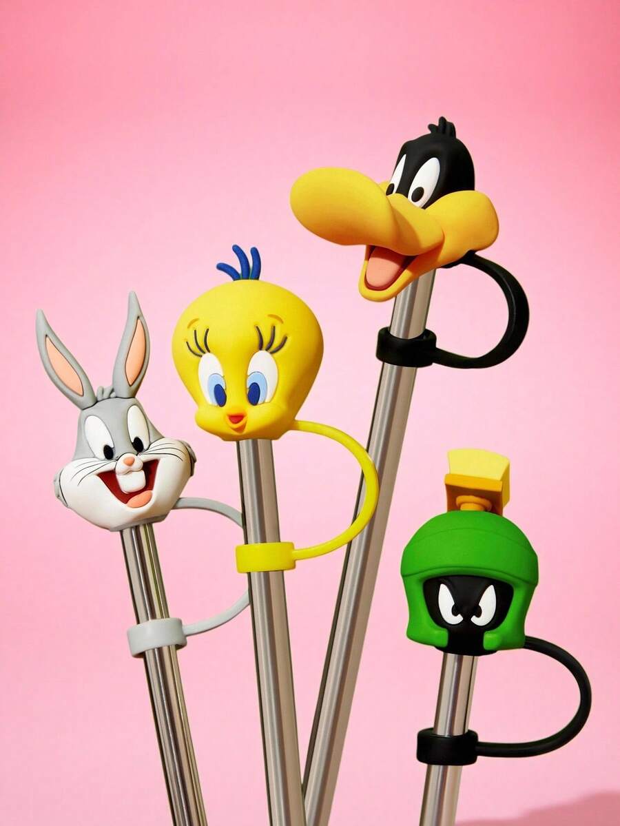 LOONEY TUNES X SHEIN Dust-Proof Reusable Straw Cap, Suitable For Straws With A Diameter Of 8-10 Mm - Multicolor - View 1