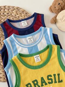 Unisex Newborn Baby Boy/Girl 3pcs Spring/Summer Casual World Cup Pattern Sleeveless Romper Shorts Multi-Piece Set, Baby Rompers, Outfits, Baby Summer Clothes - White - View 3