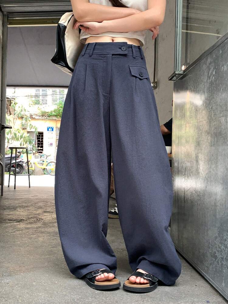 Women's Loose Solid Color Casual Pants, Suitable For Summer Vacation