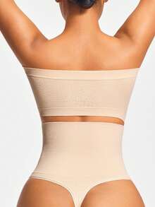 SHAPORA Prenda moldeadora de unicolor con diseño de hebilla tipo g-string para mujeres - Beis - Ver 6