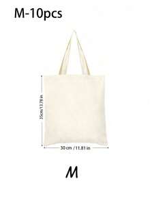 Multi-Size(Mini/S/M/L) Large Capacity Beige Canvas Tote Bag, Multipurpose Storage Handbag For Books & Stationery. Reusable As Party, Wedding, Baby Shower & Exhibition Gift Bag, Fit For DIY Painting, Embroidery And Sublimation Printing. - Beige - View 6