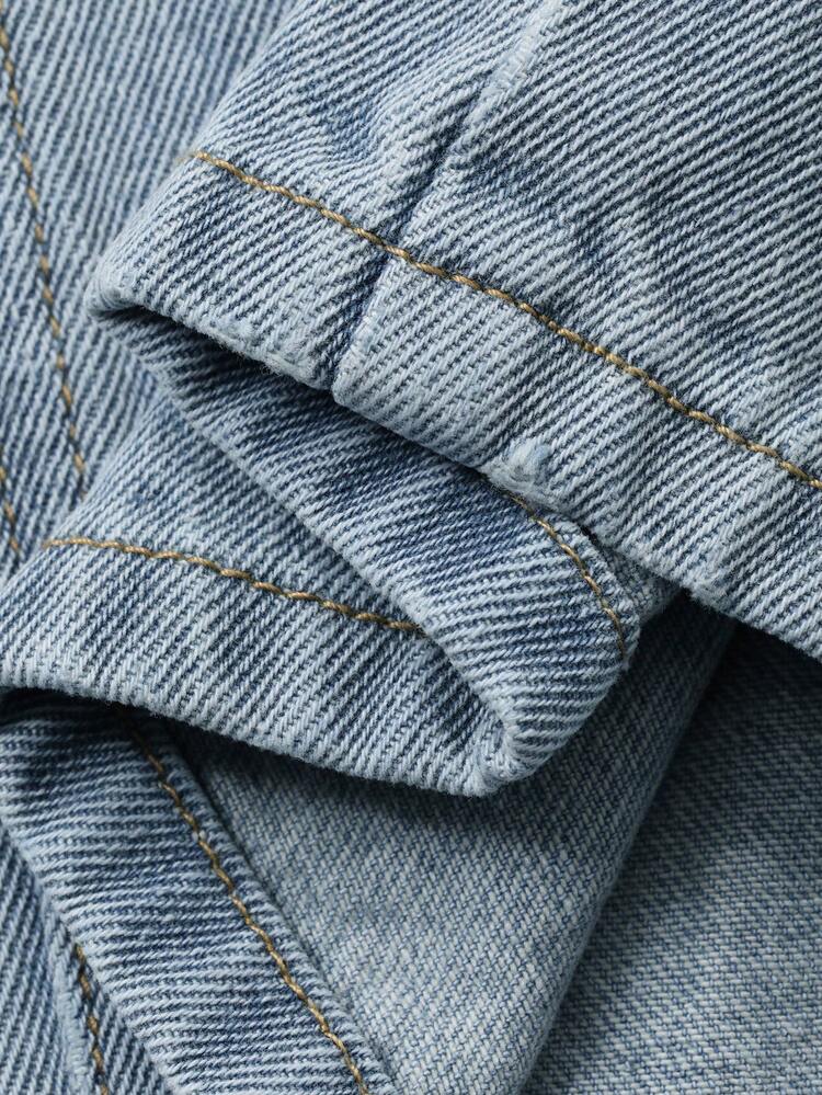 Women's Denim Jacket With Collar & Long Casual Denim Set