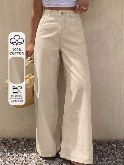 Dazy Tall Jeans blancos de pierna recta holgada estilo vacacional para mujeres altas