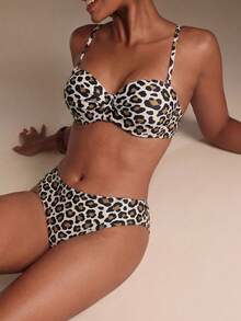 Swim Lushoire Spring/Summer Women's New Random Print Spaghetti Strap Back Tie Push Up Fashion Swimsuit 2-Piece Set - Multicolor - View 6