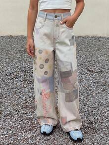 DAZY Design Straight Leg Colorblock Jeans For Tween Girls - Multicolor - View 6