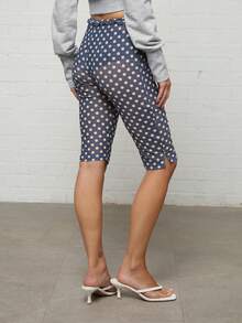 COUREZ Polka Dot Sheer 7/8 Pants/Y2K Summer Women's Casual Outfit Set Summer Bottoms Outdoor Wear Holiday Outfit Summer 7/8 Pants Ruffle Hem - Multicolor - View 3