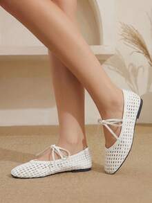 Styleloop Ladies Woven White Flat Shoes, Holiday Atmosphere, Summer Wear, A Must For Travel - White - View 9