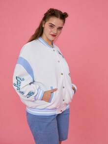LOONEY TUNES X SHEIN 大尺碼漫畫圖案下垂肩飛行夾克 - 彩色 - 查看 6