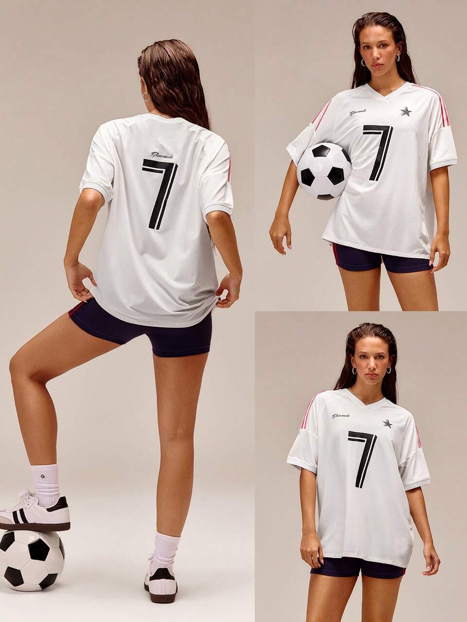 Varsity Glow Soft Breathable Relaxed Fit Hip Length Numeric Graphic Mesh Jersey Tee With Contrast Shoulder Panels Daily Casual Wear