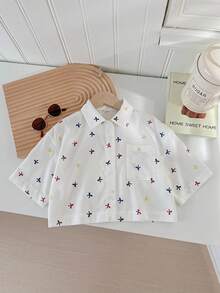SHEIN 少女編織蝴蝶結圖案休閒襯衫 - 彩色 - 查看 2