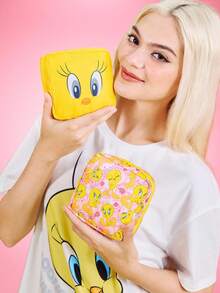 LOONEY TUNES X SHEIN 1个/1套卡通图案涤纶纤维收纳袋，可用作女性卫生用品收纳袋、数码产品收纳袋、小物件收纳袋，情人节礼物 - 黃色 - 查看 2