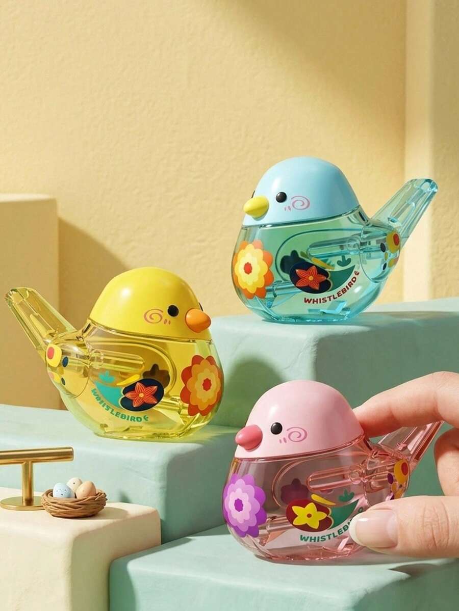 1pc Water Bird Whistle | Changeable Bird Call Sounds, Outdoor Bathroom Toy, Perfect Gift For Boys And Girls, Party, Birthday, Halloween, Christmas, Easter - ABS Material, Available In Yellow, Pink - Multicolor - View 1