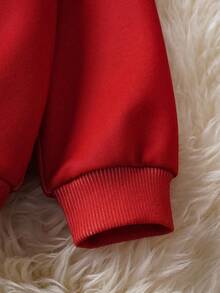 LOONEY TUNES X SHEIN Young Boy Christmas Cartoon Pattern Hooded Long Sleeve Sweatshirt Fall Winter - Red - View 7