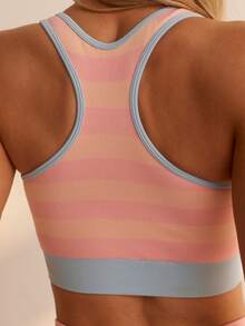 Aralina Leisurewear Active 女款 2 件組馬卡龍色條紋運動套裝 透氣彈性面料 高腰短褲 貼身賽車背短版上衣 適合工作室有氧運動 舒適健身運動表現套裝 上衣與緊身褲 - 彩色 - 查看 7