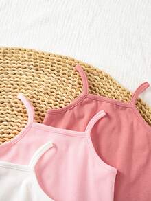 SHEIN 4件組女嬰休閒舒適百搭吊帶連身褲 夏季適合度假與外出 - 彩色 - 查看 6