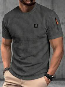 Azurnel Men's Summer Casual Vacation Zip-Up Short Sleeve T-Shirt, Holiday - Dark Grey - View 1