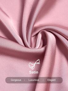 SOLERSUN Plus Size Women's Summer Blush Pink Elegant Formal Long Dress,Satin Slant Off Shoulder Cocoon Asymmetric Pocket Loose Waist Belt Vacation Banquet - Pink - View 9
