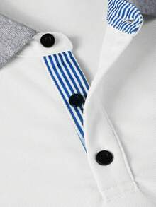 Manfinity Homme 男士短袖領 Polo 衫，適合辦公室、外出與聚會 - 白色 - 查看 3