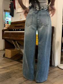 DAZY Women's Regular Waist Distressed Street Casual Denim Jeans - Medium Wash - View 4