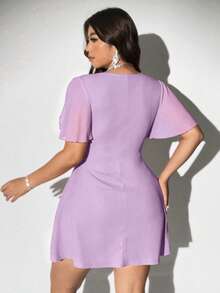 Viva Relle Plus Size Women's Red Mini A-Line Sexy Dress - Mauve Purple - View 6