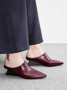CUCCOO BIZCHIC Women Shoes Fashion Versatile Commuter Pointed Wedge Heel Shoes - Burgundy - View 4